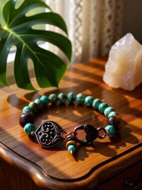 Gorgeous OOAK Stretch Bracelet w. Oversized Clasp ~ Boho Chic Southwestern Beach